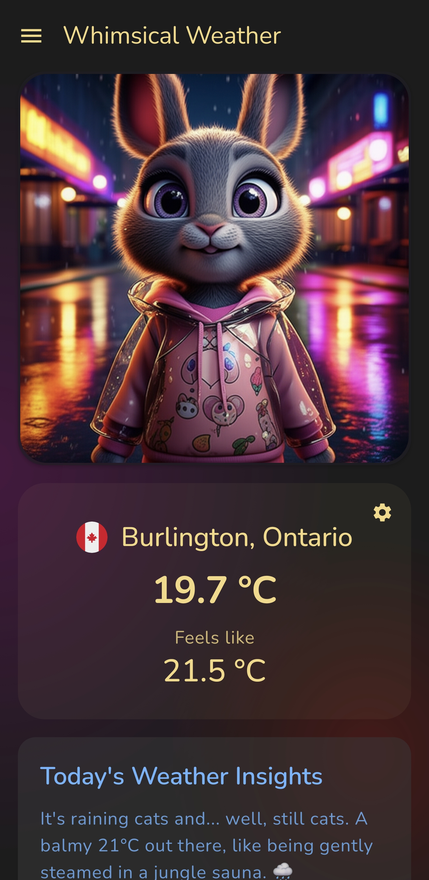 Whimsical Weather App Screenshot 1